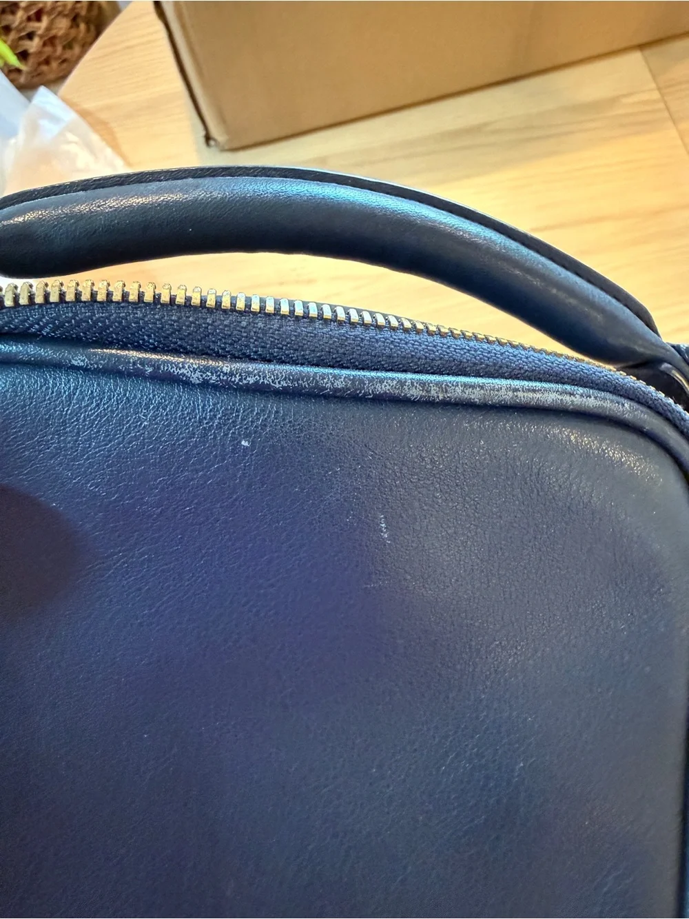 JCrew Compact Navy Leather Crossbody Bag